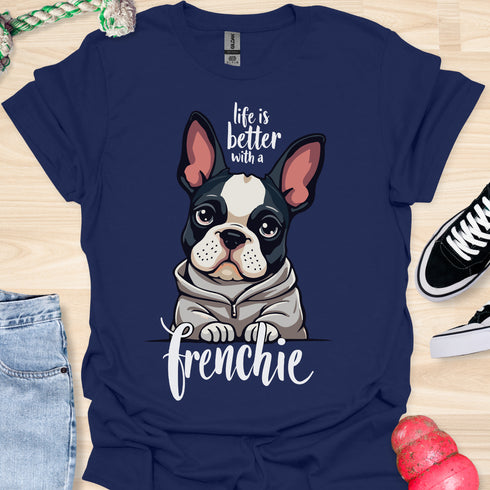 Life is better with a frenchie - V4 - Modern Portrait T-Shirt